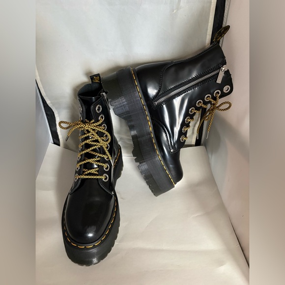 Dr. Martens Jadon Max Black Boots with Yellow Laces 9 - Picture 10 of 11